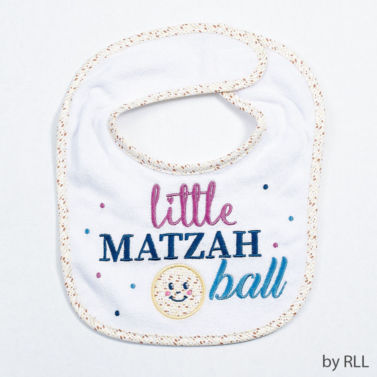 Rite Lite 9.5" White and Blue "Little MATZAH Ball" Toddler Passover Embroidered Bib